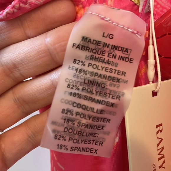 New Ramy Brook Zuma Reversible Plunge Pink Multi One-Piece Swimsuit NWT Large - Picture 9 of 10